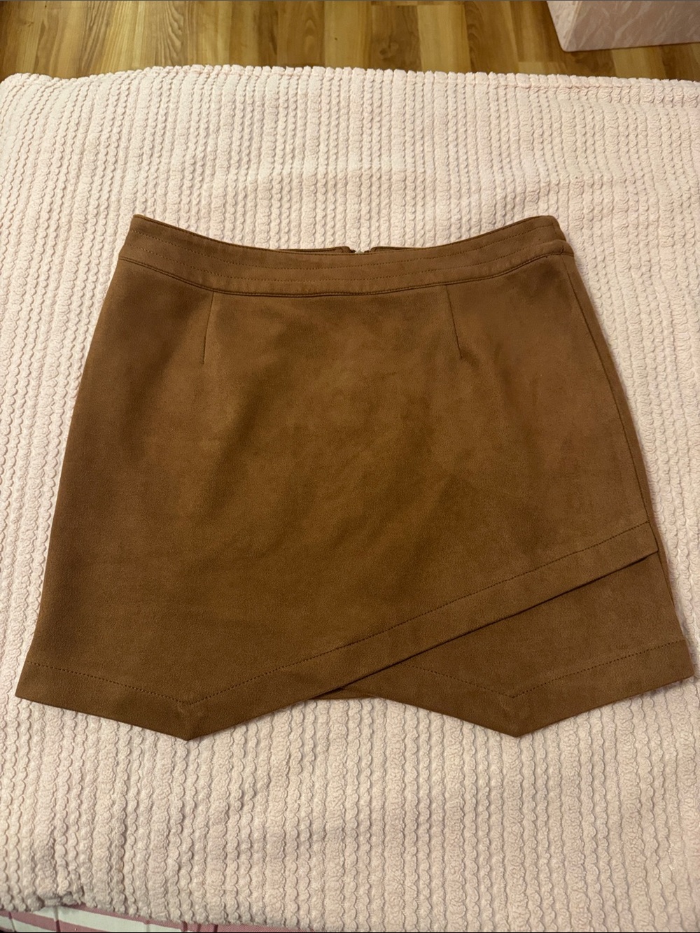 Women’s Brown Faux-Suede Asymmetrical Skirt